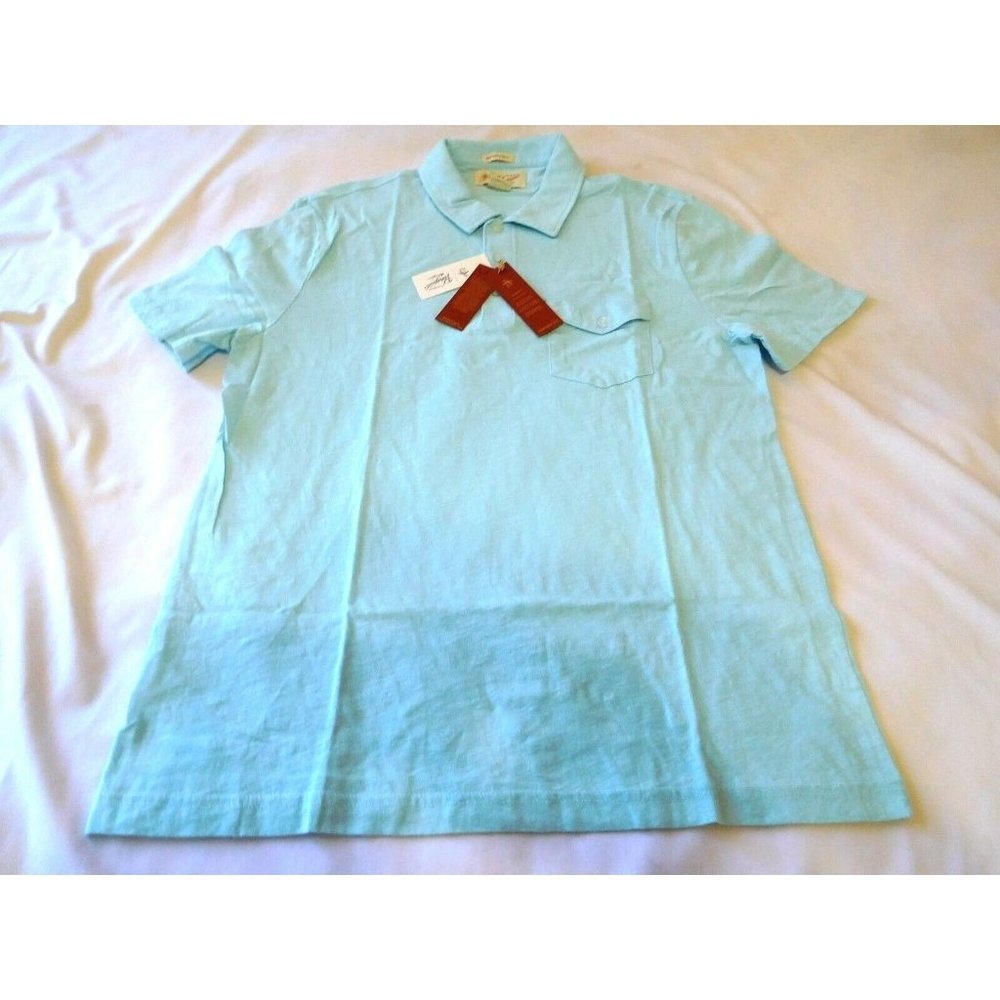 Original Penguin Men New Short Sleeve Pocket Slub Polo Large L CRYSTAL BLUE